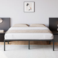 Garvee Full Size Bed Frame with Steel Slat Support, 14 Inch Heavy Duty Metal Platform Full Bed Frame, Easy Assembly, Ample Storage Space, Noise-Free Design, Black