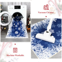 Garvee Christmas Area Rug 10x13 Snowflake Print Non-Slip Ultra Thin Stain Resistant Machine Washable Blue Living Room Decor