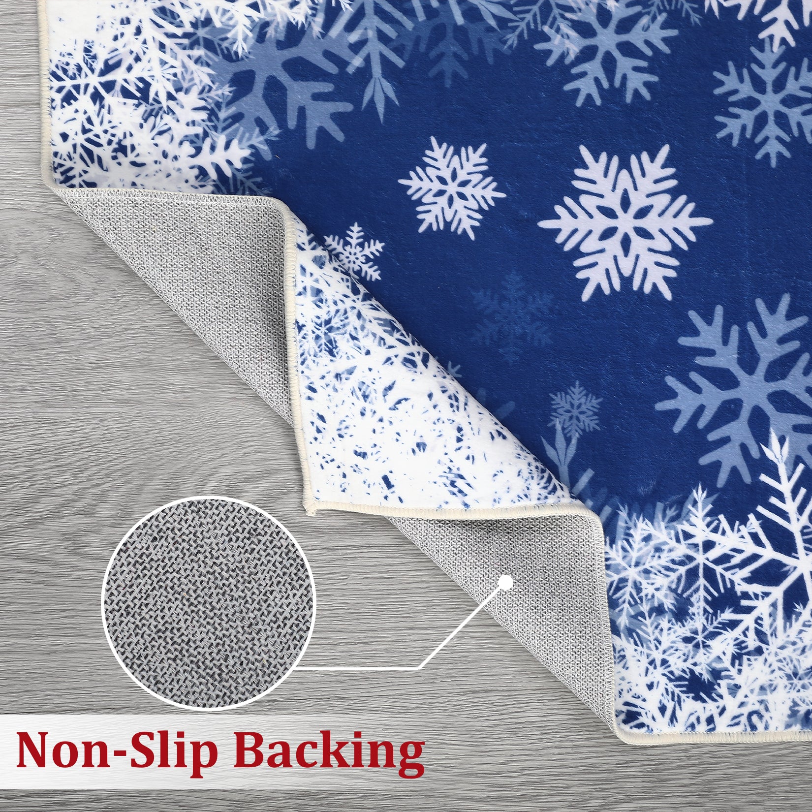 Garvee Christmas Area Rug 10x13 Snowflake Print Non-Slip Ultra Thin Stain Resistant Machine Washable Blue Living Room Decor