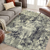 Garvee Large Area Rug 10x13 Abstract Rug Machine Washable Area Rug Non Slip Low Pile Rugs Lightweight Rug for Bedroom Living Room - Beige Black