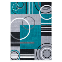 Garvee Modern Turquoise 10x13 Geometric Large Washable Rug, Non Slip Low Pile Stain Resistant Carpet for Living Room