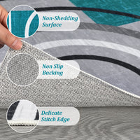 Garvee Modern Turquoise 10x13 Geometric Large Washable Rug, Non Slip Low Pile Stain Resistant Carpet for Living Room