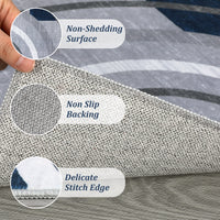 Garvee Modern Navy Blue 8x10 Geometric Washable Rug, Non Slip Low Pile Stain Resistant Carpet for Living Room & Bedroom