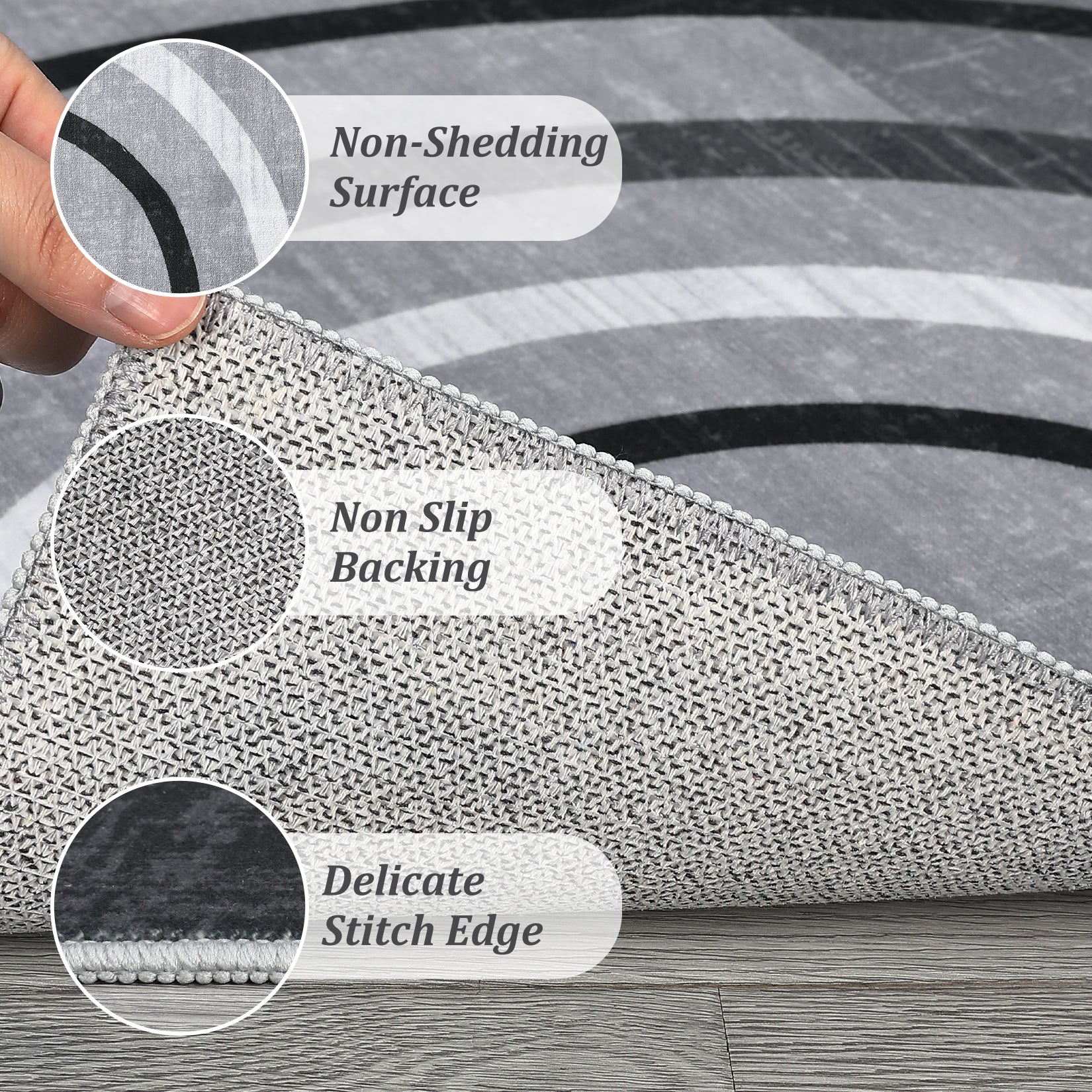 Garvee Modern Grey 9x12 Geometric Washable Large Rug, Non Slip Low Pile Stain Resistant Carpet for Living Room & Bedroom
