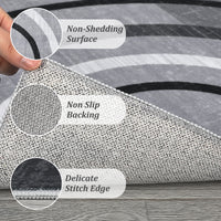 Garvee Modern Grey 9x12 Geometric Washable Large Rug, Non Slip Low Pile Stain Resistant Carpet for Living Room & Bedroom