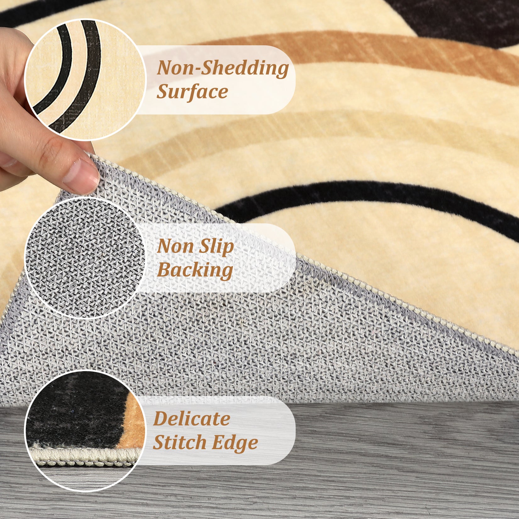 Garvee Modern Brown 2x6 Runner Rugs, Abstract Circle Design Kitchen Rug Non Slip Washable Area Rug Soft Accent Rug Living Room Rug Throw Rugs for Bathroom Bedroom
