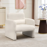 Garvee Modern Accent Chair, Single Sofa Chair with Arms, Chenille Upholstered Comfy Reading Arm Chair with Waist Pillow for Bedroom, Modern Accent Chair for Living Room, Office, Apartment, Cream - Cream