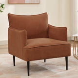 Garvee Mid Century Accent Chair, Comfy Living Room Chair Armchair Orange Fabric Sofa Chair for Bedroom, Modern Accent Chair with Arms and Metal Legs for Office Study, Vintage Reading Room Sofa - Orange