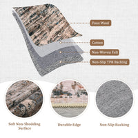 Garvee Area Rug 5x7, Washable Ombre Print Vintage Distressed Ultra-Thin Bedroom Living Room Accent Rug, Low Pile Non-Slip Area Rug Floor Carpet for Dining Room Home, Brown Multi