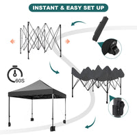 Garvee Commercial Canopy Tent, 10x10 Pop Up Canopy Tent Heavy Duty 500D Waterproof with Roller Bag & 4 Sandbag for Outdoor Camping Stall Party Event (Black)