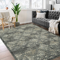 Garvee Large Throw Rugs for Living Room 10x13, Vintage Washable Rugs for Bedroom Non Slip Entryway Rugs, Moroccan Soft Rubber Backing Low Pile Printed Carpet for Bedside Kitchen, Olive Green