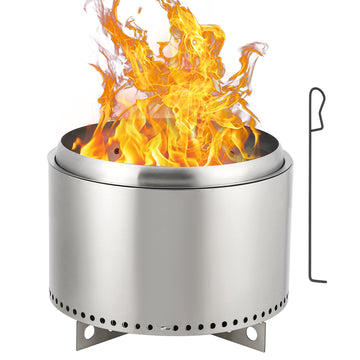 Garvee 20.5" Smokeless Fire Pit with Air Switch,Without handle,Wood Burning Portable Stainless Steel Outdoor Firepit with Removable Stand & Stove Hook, Ash Pan, for Camping Backyard Patio Picnic