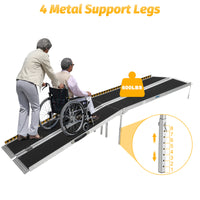 Garvee 9FT Portable Wheelchair Ramp, 600 lb Folding Aluminum Ramp with Non-Slip Surface for Steps & Doorways