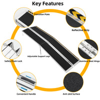 Garvee 9FT Portable Wheelchair Ramp, 600 lb Folding Aluminum Ramp with Non-Slip Surface for Steps & Doorways