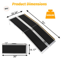 Garvee 6FT Portable Aluminum Wheelchair Ramp with Non-Skid Surface, Reflective Strips, Folding Design, Adjustable Legs,Home Steps and Scooters