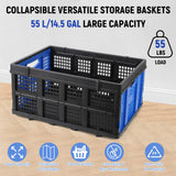 Garvee 2-Pack Foldable Plastic Storage Crates, Stackable Baskets with Carry Handles for Kitchen and Pantry