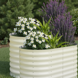 Garvee 8' X 4' X 2' Beige Oval Galvanized Steel Raised Garden Bed Kit 8X4X2 FT Durable Modular Metal Planter Open Bottom for Vegetables Flowers Herbs - Beige