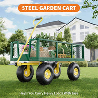Garvee Garden Wagon 1200 Lbs Load Capacity Heavy-Duty Steel 10-Inch All-Terrain Tires Removable Mesh Panels 180° Rotating Handle Outdoor Use