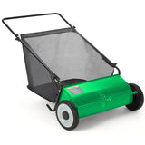 Garvee 26" Heavy-Duty Push Lawn Sweeper - 4 Spinning Brushes, 7Ft³ Large Capacity Collection Bag, Adjustable Height for Grass, Leaves & Debris On All Terrains - Green
