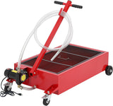 Garvee 20 Gallon Oil Drain Pan with 110V Electric Pump, 8FT Hose, Folding Handle, Carbon Steel, Wheels, for Cars, SUVs, Trucks, Buses, RVs - Red