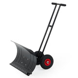Garvee Snow Shovel Pusher 39" Wide with Adjustable Angle & Height Dual Rod Handle, Ergonomic Double-Rod Metal Frame, Anti-Slip Wheels for Driveways and Sidewalks - Black