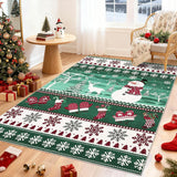 Garvee Extra Large Christmas Rug 9x12 Washable Rug Non Slip, Decorative Xmas Holiday Carpet, Low Pile Foldable Floor Covering, Soft Thin Non Shedding Printed Mat for Open Spaces Office, Green - Green