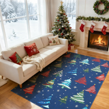 Garvee Christmas Tree Area Rug, Washable, Non-Slip, Decorative Floor Carpet for Bedroom, Living Room - Christmas Trees|Blue