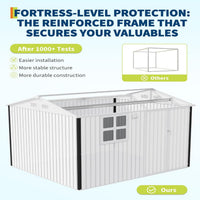 Garvee 8x10 ft Outdoor Metal Storage Shed with Lockable Doors, Windows, Galvanized Steel, Sloped Roof, Ventilation, Dark Gray, Backyard Garden Patio