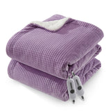 Garvee Heated Blanket Queen Size with Dual Control, Waffle Electric Blankets with ETL Certified, Soft Flannel Heating Blanket, 4 Heating Levels, 10 Hours Auto Off, Purple, 84" x 90" - Purple