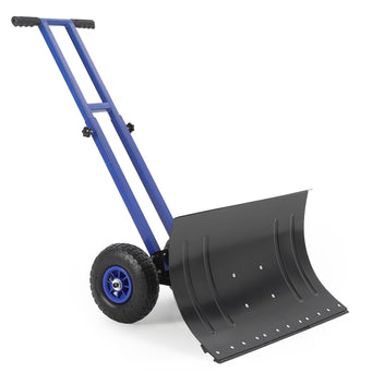 Garvee Snow Shovel 29"W X 14.2"H with 7-Position Angled Blade & Adjustable Handle, Heavy Duty Metal Snow Pusher Shovel with Wheels for Driveway, Doorway, Sidewalk, Pavement