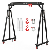 Garvee 2 Ton Adjustable Gantry Crane, 4400 lb Steel Portable Crane with Manual Trolley, 97"–141" Height