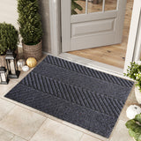 Garvee Front Door Mat for Outdoor Entry, 24x36 in Non Slip Weatherproof Entrance Doormat, Heavy Duty Waterproof Weather Mat for Hallway Entryway Mudroom Porch, Black - Gray