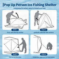 Garvee Insulated Pop-Up Ice Fishing Tent – 5-7 Person Spacious Shelter with Double Zippered Doors, 2x49ft LED Light Strips, Windproof, Easy Setup, Carry Bag, Anchors, Battery Packs – Red + 2 Side Black, 141.73x70.8x77.74in, 2x15m Light Strips