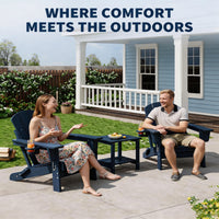 Garvee HDPE Adirondack Chair, Foldable Outdoor Lounge Chair with Cup Holder for Porch, Poolside, Blue