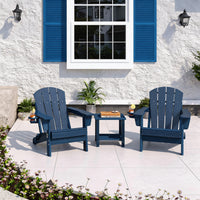 Garvee HDPE Adirondack Chair, Foldable Outdoor Lounge Chair with Cup Holder for Porch, Poolside, Blue