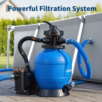 Garvee 12" Sand Filter Pump System, 1/2HP 2642 GPH Above Ground Pool Filter with 7-Way Valve, Strainer Basket, UV-Resistant Tank & Easy Maintenance