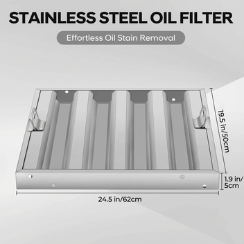 Garvee Hood Filters 19.5W x 24.5H Inch 430 Stainless Steel Commercial Kitchen Range Hood Baffle Grease Filter 5 Pack