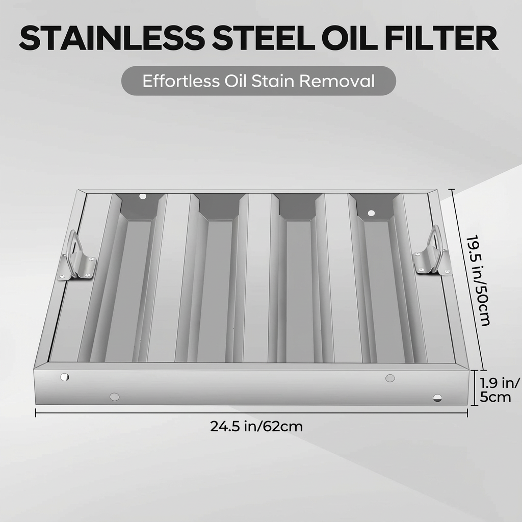 Garvee Hood Filters 19.5W x 24.5H Inch 430 Stainless Steel Commercial Kitchen Range Hood Baffle Grease Filter 5 Pack