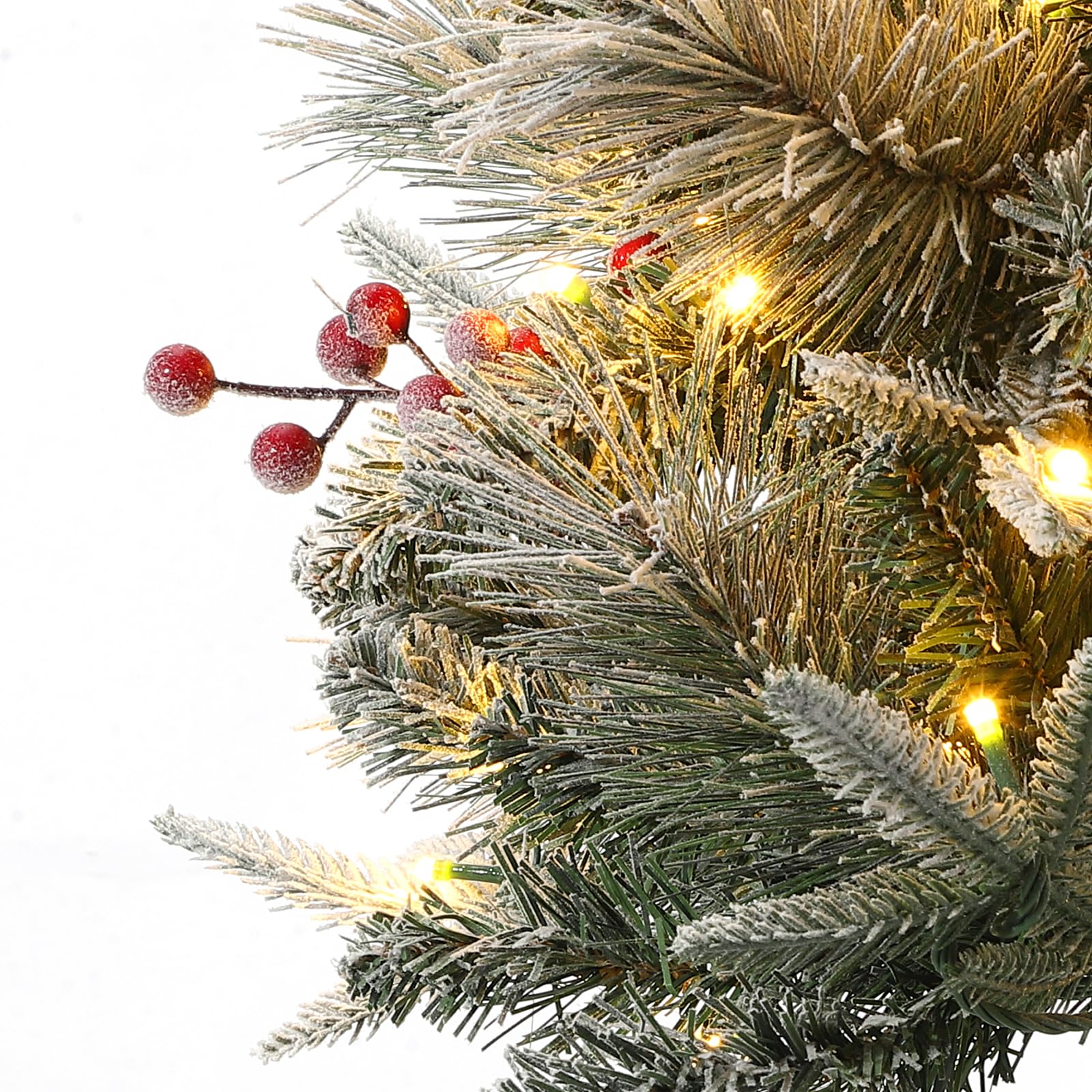 Garvee 4.5ft Christmas Tree, Pre-Lit Artificial Christmas Tree with Snowflake Base, 200 LEDs & 8 Lighting Modes, Prelit Xmas Pine Tree Christmas Decoration for Yard, Home, Office, Entrances