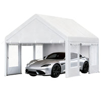 Garvee Heavy Duty Carport 13x20 FT Portable Garage with 4 Doors & 4 Windows, Reinforced Galvanized Steel Frame, Waterproof PE Tarp, Roll-Up Mesh Windows, Yellow, Outdoor Shelter for Cars & Gatherings