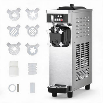 Garvee Commercial Soft Serve Ice Cream Maker 1200W 7L Hopper, 5.8Gal/H Output for Restaurants, Food Trucks, Cafes & Parties (Sleek White, Easy-Clean)