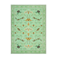 Garvee 6' x 9' Botanical Insect Area Rug, Washable Non-Slip Soft Low-Pile Moth, Butterfly & Dragonfly Rug for Living Room & Bedroom, Light Green