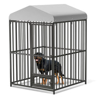 Garvee 4x4x6ft Outdoor Dog Kennel, Heavy Duty Dog Cage with Waterproof Roof, Dog Kennel Galvanized Iron Dog House with Safety Locks, UV & Water Resistant Proof Cover, for Garden Backyard