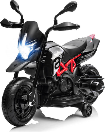 Garvee 6V Kids Motorcycle Electric Ride-on for Boys & Girls – Dirt Bike Style with Training Wheels, Spring Suspension, Working Headlights, Music & USB – Battery Powered Outdoor Toy