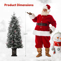 Garvee 4.5ft Christmas Tree Set of 2, Pre-Lit Artificial Christmas Tree with Snowflake Base, 200 LEDs & 8 Lighting Modes, Prelit Xmas Pine Tree Christmas Decoration for Yard, Office, Entrances