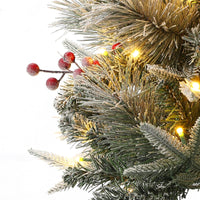 Garvee 4.5ft Christmas Tree Set of 2, Pre-Lit Artificial Christmas Tree with Snowflake Base, 200 LEDs & 8 Lighting Modes, Prelit Xmas Pine Tree Christmas Decoration for Yard, Office, Entrances