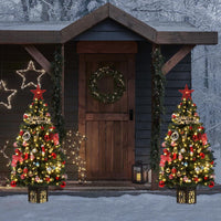 Garvee 4.5ft Artificial Fiber Optic Christmas Tree with 300 LED Lights, 8 Lighting Modes, Pre-Lit Artificial Potted Xmas Tree, Christmas Decoration for Yard, Home, Entrances