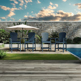 Garvee Outdoor Bar Height Adirondack Chairs with Connecting Tray, Ergonomic Comfort, Weather Resistant, Solid Wood, Built-in Footrest, Set of 4, Deck & Patio - Sea Blue