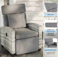 Garvee Outdoor Rattan Recliner Chair Set of 2, 150° Lay Flat Patio Armchairs with Flip-Up Side Table, Cushions & 400 lb Support