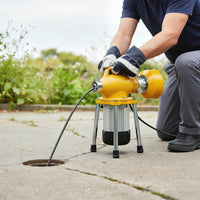 Garvee Drain Auger Sewer Snake - Portable Electric Drain Cleaner with Auto Feed, 500W Motor, Steel Cables & 6 Cutters, Heavy-Duty Steel (Yellow), for 1.6"-4" Pipes, Ideal for Home & Professional Use